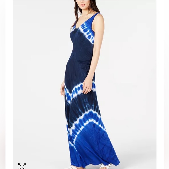 INC International Concepts Dresses & Skirts - INC International Concepts Chevron Tie-Dye ruched Maxi Dress